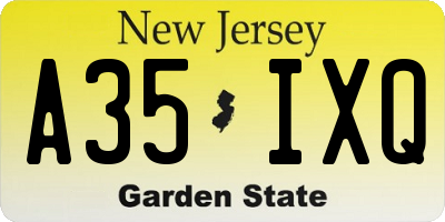 NJ license plate A35IXQ