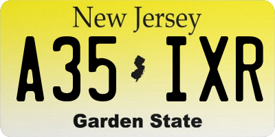 NJ license plate A35IXR