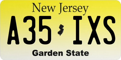 NJ license plate A35IXS