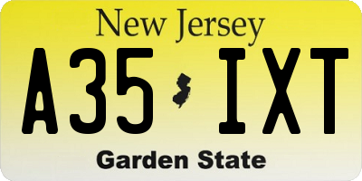 NJ license plate A35IXT
