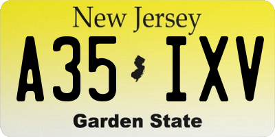 NJ license plate A35IXV