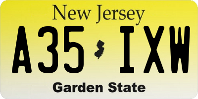 NJ license plate A35IXW