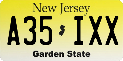 NJ license plate A35IXX