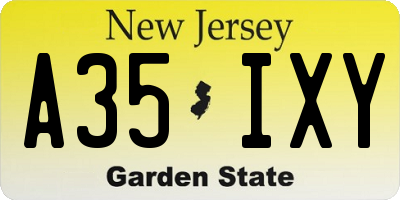 NJ license plate A35IXY