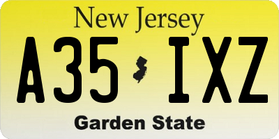 NJ license plate A35IXZ
