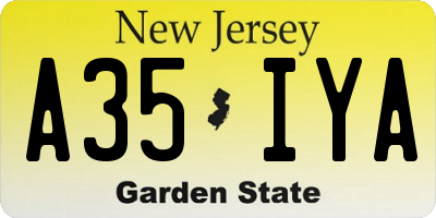 NJ license plate A35IYA