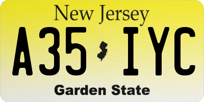 NJ license plate A35IYC
