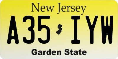NJ license plate A35IYW