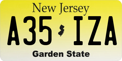 NJ license plate A35IZA