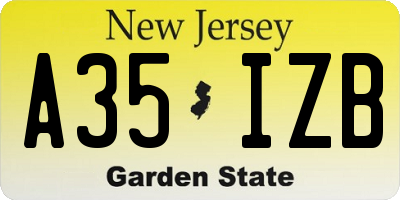 NJ license plate A35IZB