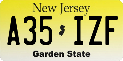 NJ license plate A35IZF