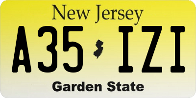 NJ license plate A35IZI