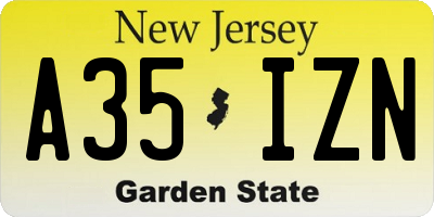 NJ license plate A35IZN