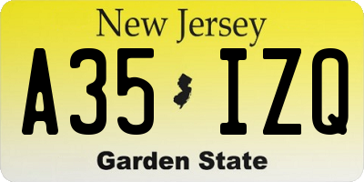 NJ license plate A35IZQ