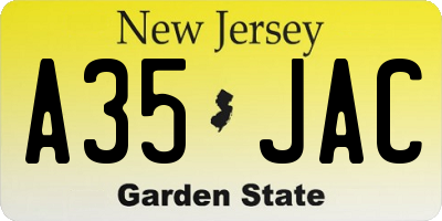 NJ license plate A35JAC