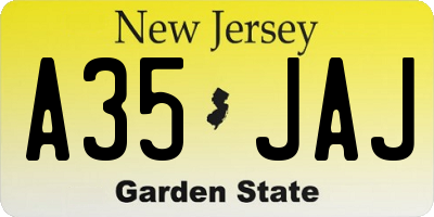 NJ license plate A35JAJ