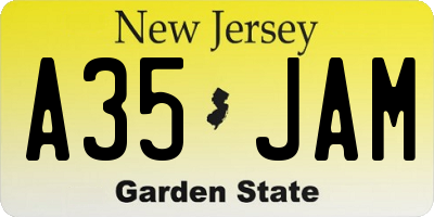 NJ license plate A35JAM