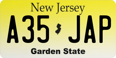 NJ license plate A35JAP