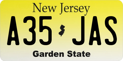 NJ license plate A35JAS