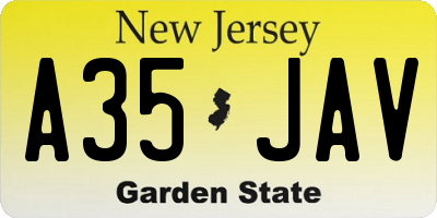 NJ license plate A35JAV