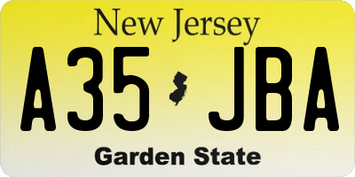 NJ license plate A35JBA