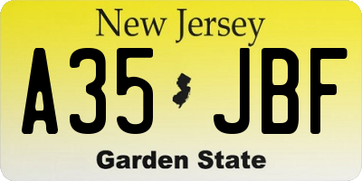 NJ license plate A35JBF