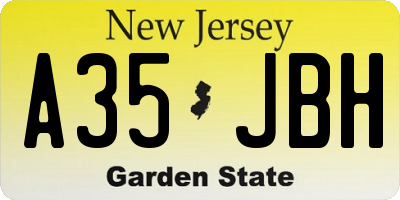 NJ license plate A35JBH