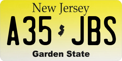 NJ license plate A35JBS