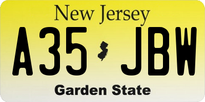 NJ license plate A35JBW