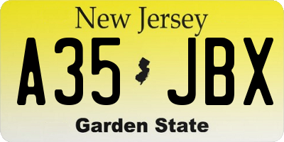 NJ license plate A35JBX