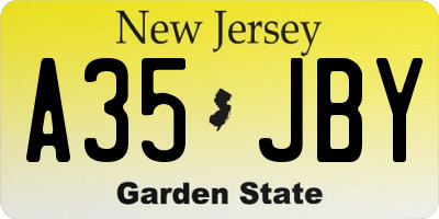 NJ license plate A35JBY