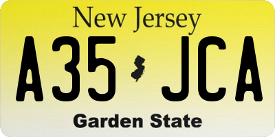 NJ license plate A35JCA