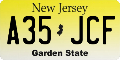 NJ license plate A35JCF
