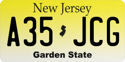 NJ license plate A35JCG