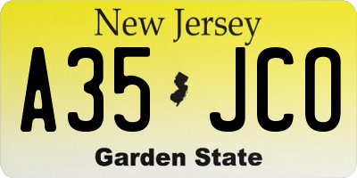 NJ license plate A35JCO