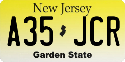 NJ license plate A35JCR