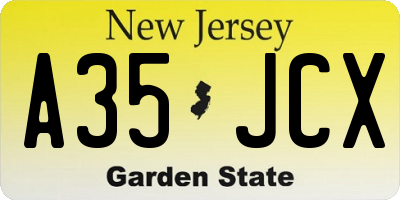 NJ license plate A35JCX