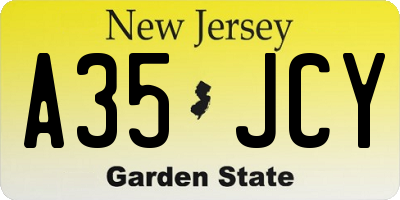 NJ license plate A35JCY