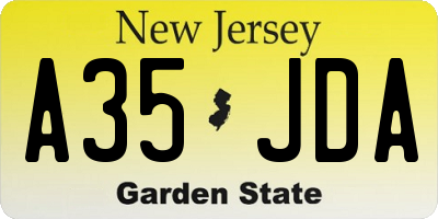 NJ license plate A35JDA