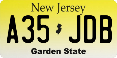 NJ license plate A35JDB