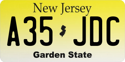 NJ license plate A35JDC