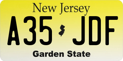 NJ license plate A35JDF