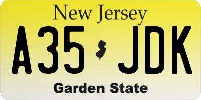 NJ license plate A35JDK