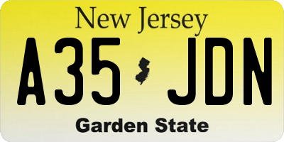 NJ license plate A35JDN