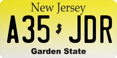 NJ license plate A35JDR