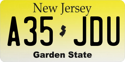 NJ license plate A35JDU