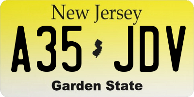 NJ license plate A35JDV