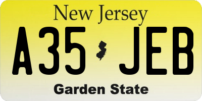 NJ license plate A35JEB