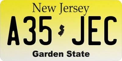NJ license plate A35JEC