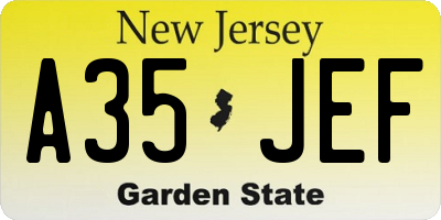 NJ license plate A35JEF